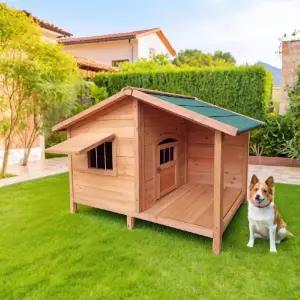 강아지 대형견 원목 애견하우스 시골 야외 개집 1번-스몰