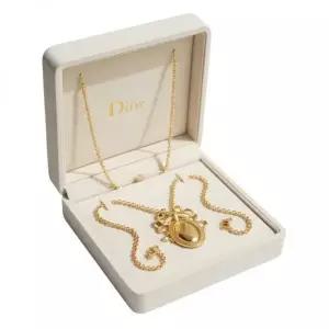 [DIOR]디올 메달리온 네크리스 금색 마감 메탈 155083122