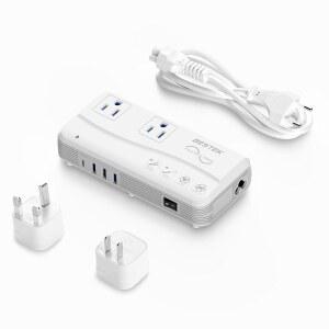 BESTEK 퓨어 사인 웨이브 220v 110v 컨버터 헤어 스트레이트너/컬링 아이언용 미국표준 한국 표준 여행용 전압 스텝 다운 트랜스포머 4 USB1 PD35W 및 영국/AU/US/EU 월드와이드 어댑터