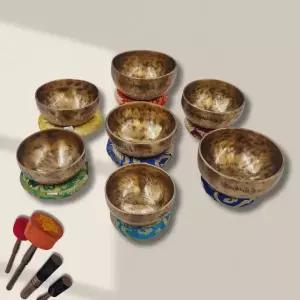 (매장정품)아티스트힐러 7차크라 싱잉볼 네팔 핸드메이드 불교종 명상종 요가종 7세트