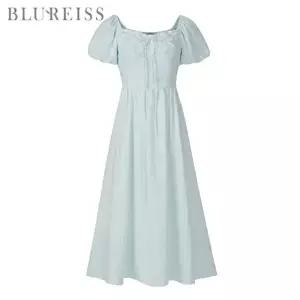 [블루레이스] 벌룬소매 플레어 원피스_B6M3OP3171