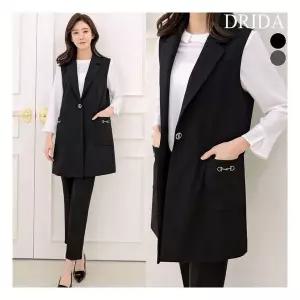 [드리다] 엄마옷 여성 정장 조끼 빅사이즈 장식 롱 베스트 봄 가을 50-60대 중년 마담 하객 상견례 출근
