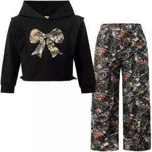 트윈 걸스 의류 후디 하트 프린트 탑 카고 팬츠 틴 가을 세트 사이즈 6-13 년