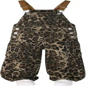 WDIRA 소녀 카모 빕 오버롤 스트레이트 레그 데님 점프수트 카고 팬츠 포켓 포함