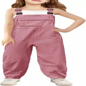 할로모닝 걸스 빕 오버롤 여름 의상 조절 가능 스트랩 롱 팬츠 캐주얼 로머 점프슈트 포켓 5-14년