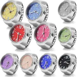 여성용 랜디칼 10개 손가락 시계 남성용 조절식 링 벌크 크리에이티브 엘라스틱 라운드 쿼츠