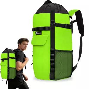 키팍 암벽 등반 로프 보관 가방 - 대용량 나무 백팩 조절 가능한 어깨 끈이 있는 방수 옥스포드 야외 그린