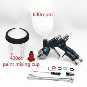 신제품 1.3/1.8mm 스프레이 건, 400CC 믹스 탱크 및 어댑터 포함, 자동차 페인트 바니시 분무기/에어 도구