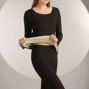 햄라인 기모 상하의 여성 내복 세트 따뜻한 내복 aJw9+5OaZ