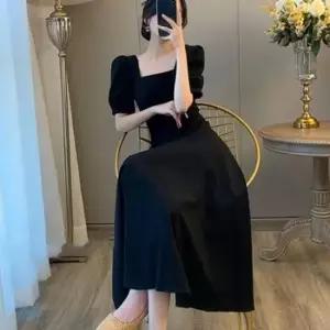 [SBD] 고급스런 블랙 원피스 스런 스퀘어넥 벌룬소매