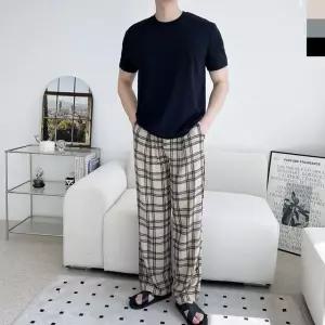 남성 쿨소재 체크 핀턱 와이드 팬츠 DM-PTA-QACCSS1009M