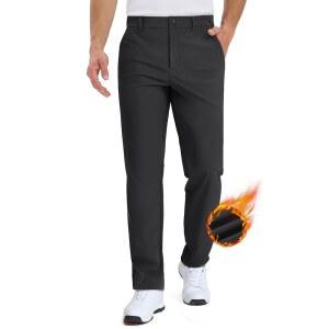 남성용 TACVASEN 겨울 골프 바지 플리스 안감 작업용 비즈니스 캐주얼 드레스 슬랙스 방수 신축성 따뜻한