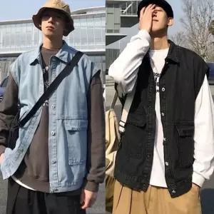 봄신상 데님조끼 청조끼 오버핏 연청자켓 흑청 베스트
