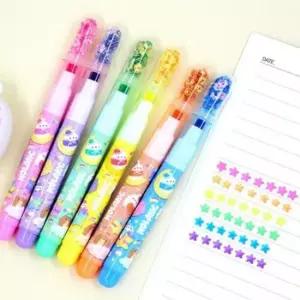 [문구/오피스] 6개 다꾸 트윙클별형광펜세트 별야광펜 스팽글 6개형광펜세트