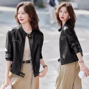 여자 코트 차이나 가죽 쇼트 재킷 ST3