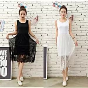 [SBD] 원피스 레이스 스러운 롱 플레어원피스 밑단 민소매