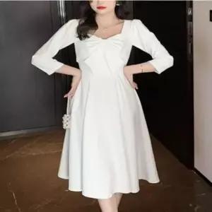 [SBD] 메이비굿 리본 원피스 화이트 7부소매