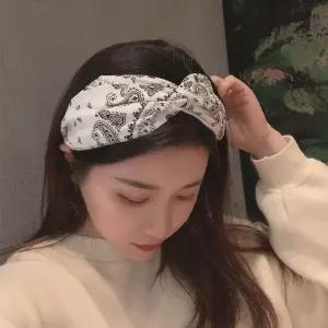 페이즐리 반다나 머리띠 스카프 꼬임 와이드 헤어밴드
