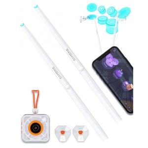 전자 드럼 세트 휴대용 - 3.5mm 입력 앱 레슨 게임 보관 가방 풋 페달 랜야드가 포함된 조용한 연습 에어 스틱 단계별 비디오 튜토리얼 포함