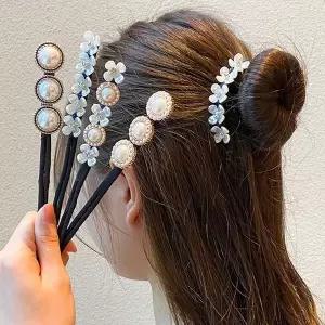 큐빅장식 당고머리 똥머리 헤어밴드 헤어 액세서리 밍크헤어밴드