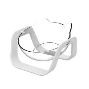 고양이 파스텔 각도 조절 투명 식기 (화이트)