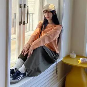 [하프클럽/]여자 고무줄 롱 주머니 슬릿 H라인 건빵 스커트