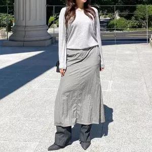 [하프클럽/]여자 고무줄 바스락 H라인 사이드슬릿 스커트