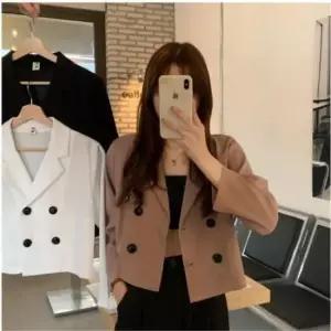 [SBD] 더블버튼 브라운 화이트 블랙 크롭자켓