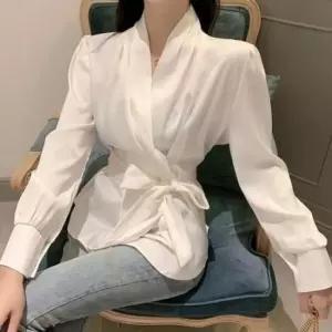 [SBD] 출근룩 오피스 우아한 패션루키 흰색 랩블라우스회사