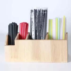 [알티피아]우드 원목 4칸 스트로우 빨대 디스펜서 정리대 보관함