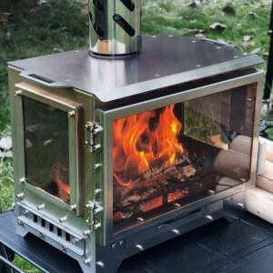 3면 불보기창 스텐 캠핑난로 불멍 에어커튼 텐트 우드 접이식 난방용 화덕