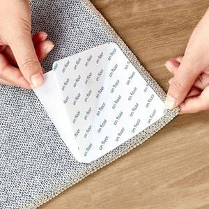 12 PCS 러그 테이프 스티커: 하드우드 바닥용 패드 그립퍼 양면 접착 카펫 고정을 위한 미끄럼 방지 그립 - 흰색