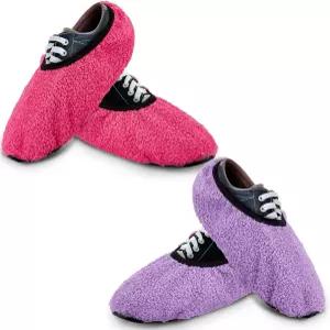 2쌍 여성 볼링화 커버 퍼지 논 슬립 프로텍터 퍼플 및 로즈 레드 액세서리 사이즈 7-8.5