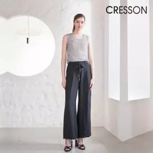 크레송 블랙 아세테이트 와이드 팬츠 C242B401A_11