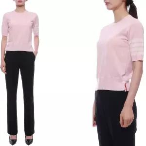 [롯데백화점]톰브라운 25SS 여성 사선 스트라이프 울 반팔 니트 FKA471B Y1014 680 25S