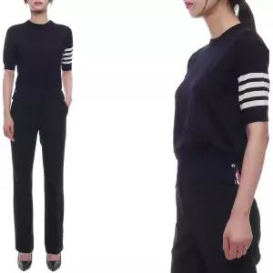 [롯데백화점]톰브라운 25FW 여성 사선 스트라이프 울 반팔 니트 FKA471B Y1014 415 25F