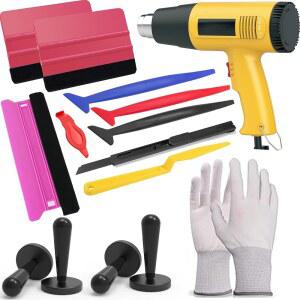 비닐 랩용 스판노 히트 건, 윈도우 틴트용 카 랩 키트, 플라스틱 스퀴지, 자석 홀더, 장갑 포함