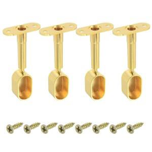 uxcell 4개 타원형 옷장 선반 브래킷 레일, 막대 튜브 지지 높이 조절 가능, 절반은 파이프 홀더 소켓 브래킷, 캐비닛 골드용 나사 포함