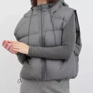 패딩조끼 여자 3컬러 겨울 볼륨감 포인트 후드 퍼프