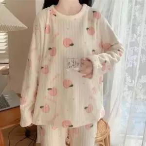 극세사바지 주니어 학생 피치 곰돌이 수면 잠옷 홈웨어 극세사 수면바지 세트