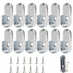 BESYL 타원형 옷장 막대 끝, 15mm x 30mm w/후면 5mm 핀 지원 - 광택 크롬 마감(12팩)