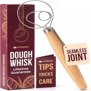슈퍼베이킹 덴마크 도우 거품기 - 반죽 혼합용 12인치 빵 싱글 디자인 사워도우 베이킹 용품 만들기 도구