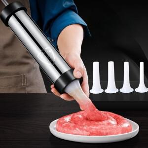 스테인레스 스틸 소시지 Stuffer 육포 총 Manaul 고기 주사기 집에서 만든 수제 도구 작은 필러