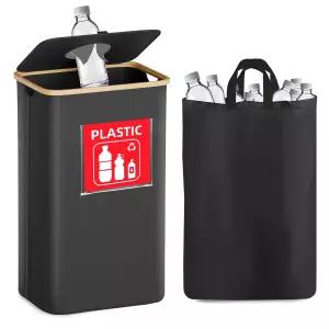 주방용 베터리 재활용 쓰레기통 26갤런 100L 뚜껑이 있는 실내 핸즈프리 접근 종이 플라스틱 유리 금속