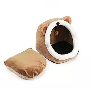 반려동물 동굴하우스 브라운 애견쿠션 원형방석 애견방석