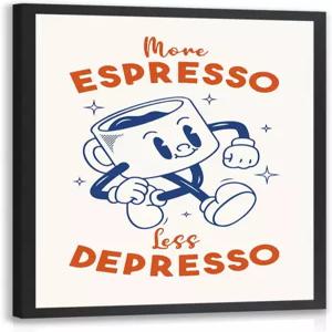 시브모 블랙 화이트 커피 월 아트 더 많은 에스프레소 덜 우울한 벽 장식 재미있는 캔버스 페인팅 귀여운
