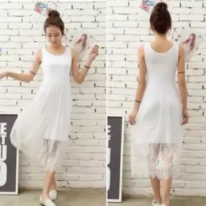 [SBD] 메리 롱 레이스 밑 화이트 원피스 패 의류 허리 나시