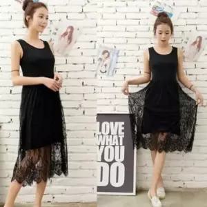 [SBD] 나시 롱 레이스 패션 메리 의류 블랙 밑 원피스 허리