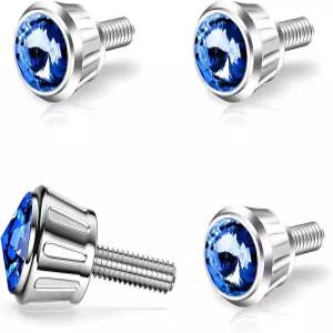 4피스 자동차 번호판 볼트 고정 키트 라인스톤 프레임 알루미늄 나사 방청 패스너 액세서리 대부분의 사용