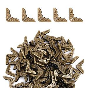 100pcs 메탈 북 코너 프로텍터, 빈티지 북 코너 커버 장식용 페이퍼백 북 엣지 프로텍터 사진 앨범 노트북 스크랩북 메뉴 파일 폴더(브론즈)
